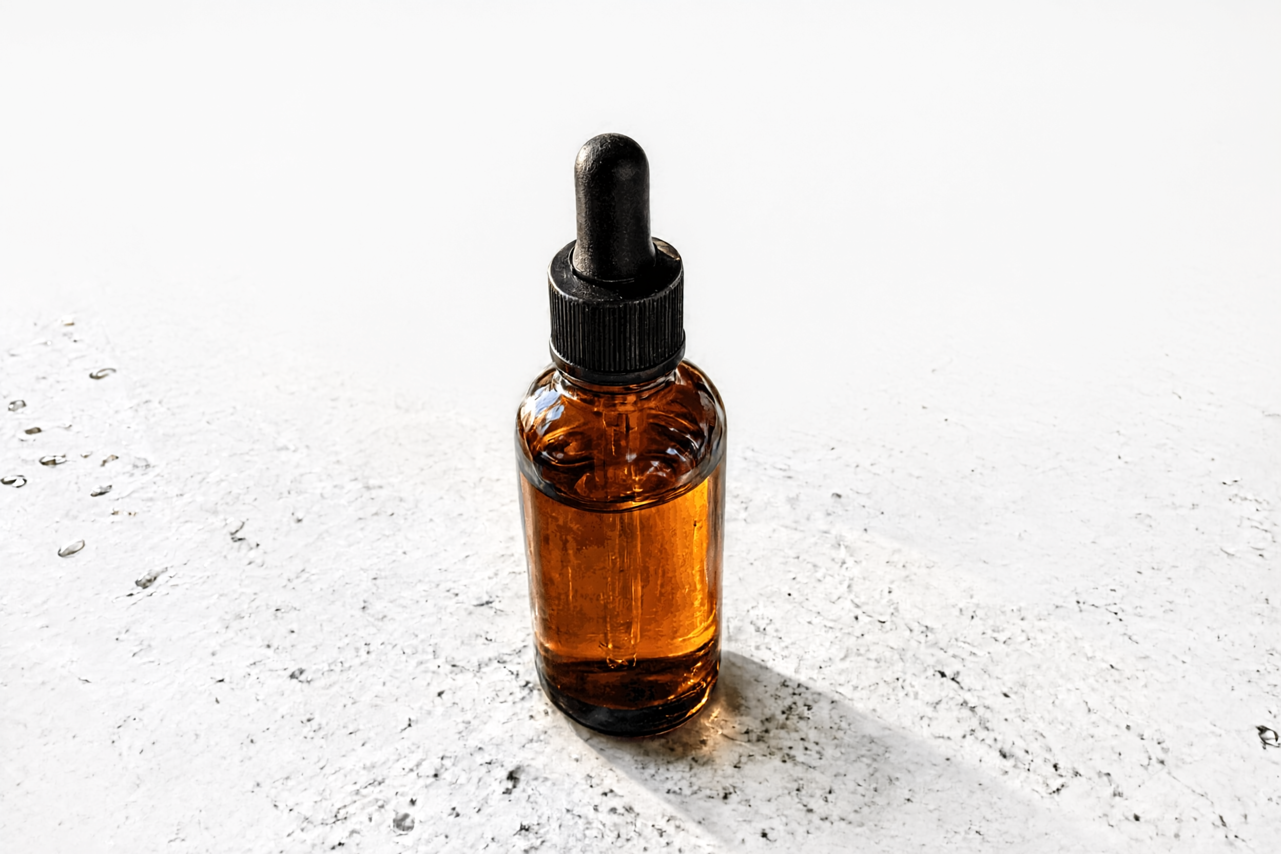 Product description length example with a serum bottle on a white background