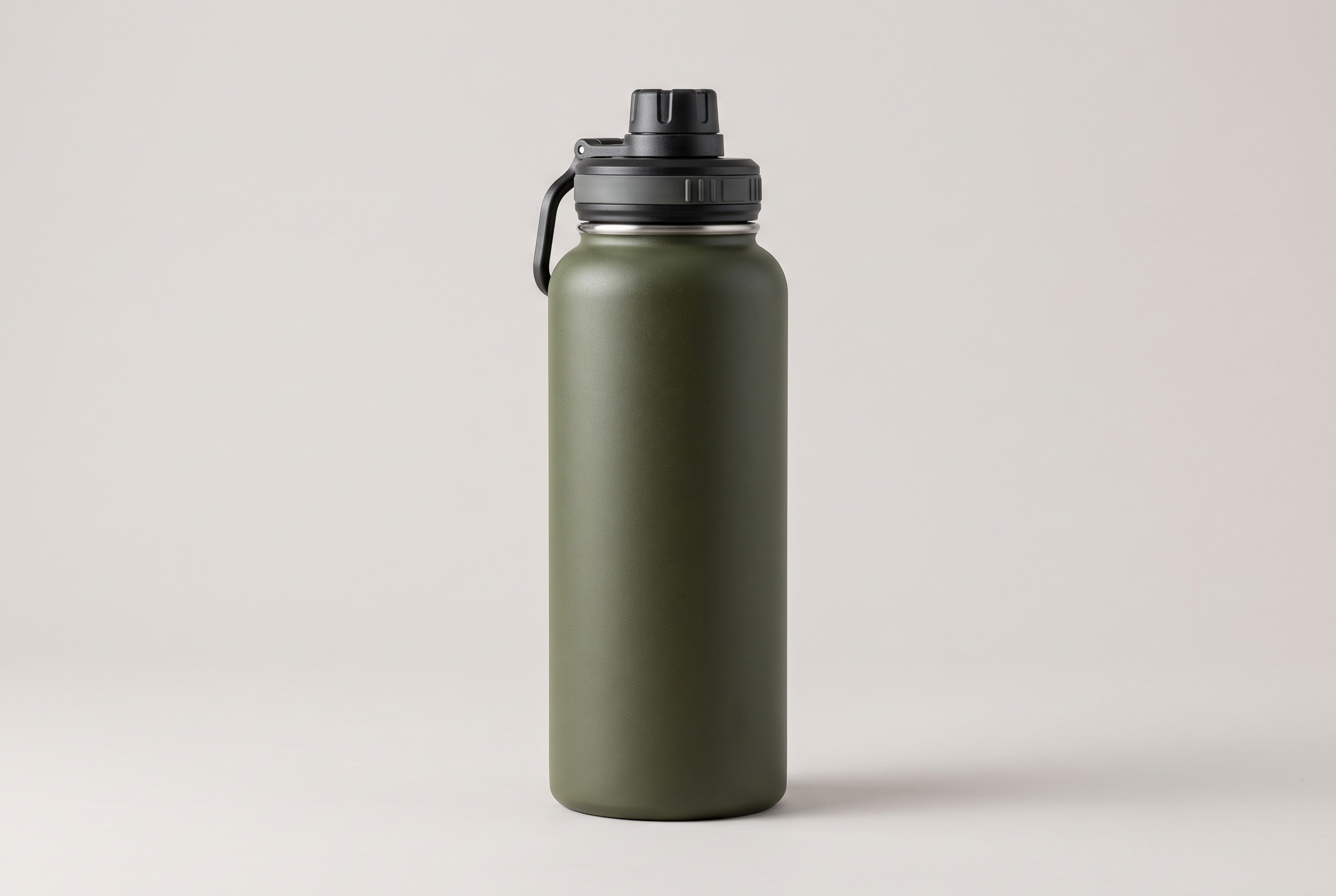 Olive insulated water bottle on a clean background showing a clear main product image